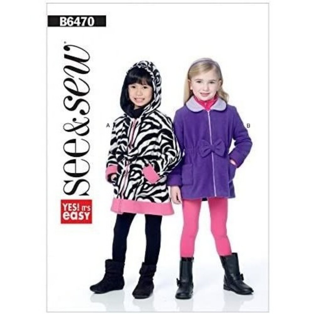 Butterick‎ See and Sew Sewing Pattern 6470 Girls Waist Jacket Coat Size 2-8